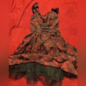 Red corset style dress..